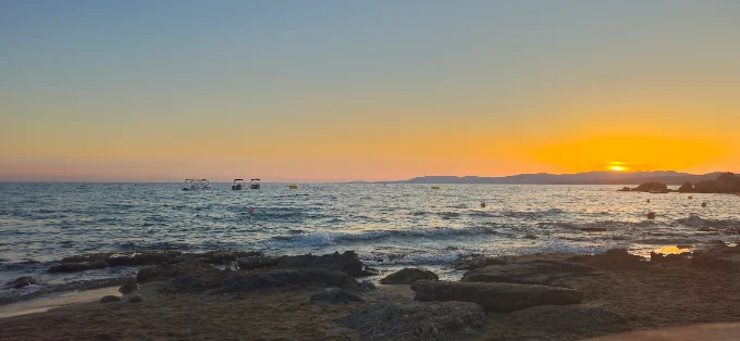 Sea and beach on the coast near Lardos