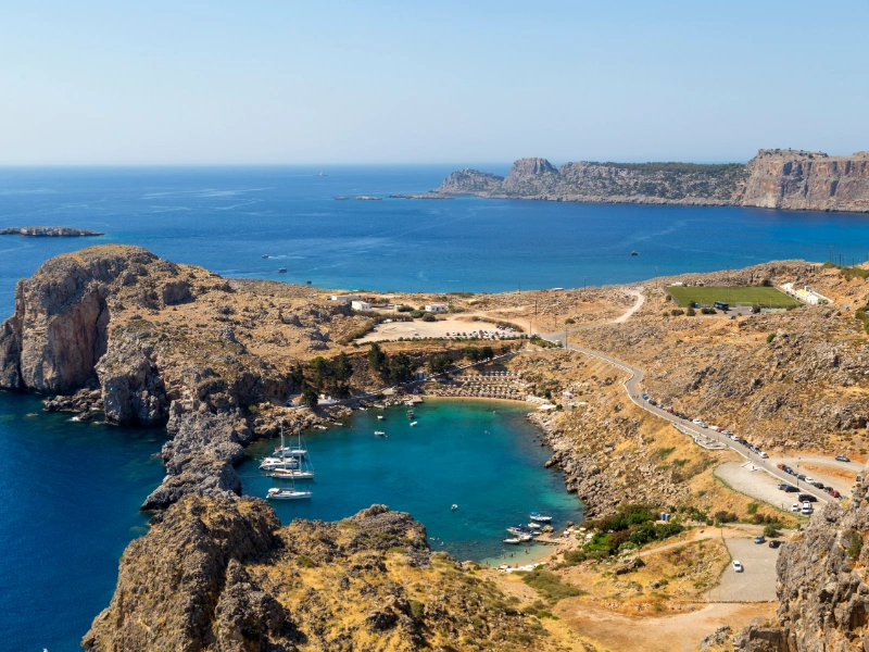 Lardos and the southeast coast of Rhodes